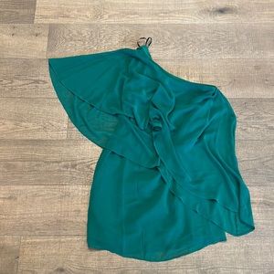 Green one shoulder cocktail dress